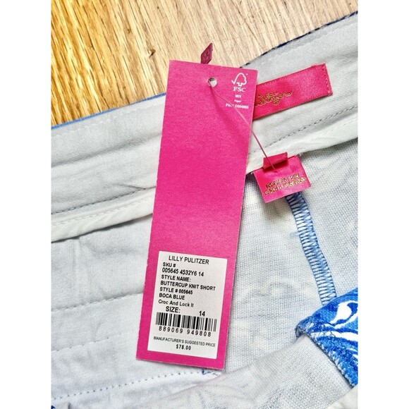 Lilly Pulitzer Women's Buttercup Knit Short 5” Boca Blue Croc & Lock It Size 14 - Picture 4 of 13